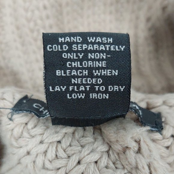 Chelsea & Theodore Ribbed Asymmetrical Cowl Neck Beige Sweater - Picture 11 of 12